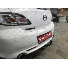 4528-A ORIS Фаркоп на Mazda 6 хетчбек/седан 2008-2013. Необходима подрезка бампера. Тип шара: A. Нагрузки: 1500/70 кг, масса фаркопа 19,4 кг (без электрики в комп