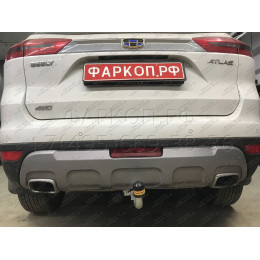 94201-A MOTODOR Фаркоп с оцинкованным шаром на Geely Atlas 2017-2021 без выреза в бампере. Тип шара: A. Нагрузки 1450/100 кг, масса фаркопа 16,8 кг (без электрики в к