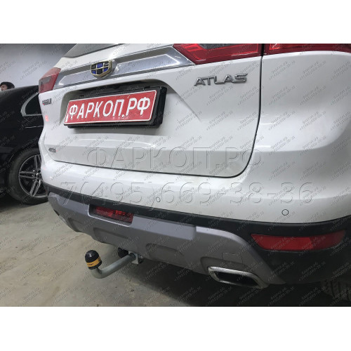 94201-A MOTODOR Фаркоп с оцинкованным шаром на Geely Atlas 2017-2021 без выреза в бампере. Тип шара: A. Нагрузки 1450/100 кг, масса фаркопа 16,8 кг (без электрики в комплекте)