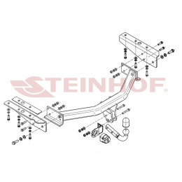 J-054 STEINHOF Фаркоп на Dodge Nitro 2007-2011, Jeep Cherokee KK 2008-2013, кроме авто с запаской 20". Требуется подрезка бампера. Тип шара: A. Нагрузки: 3500/140 кг, масса фа