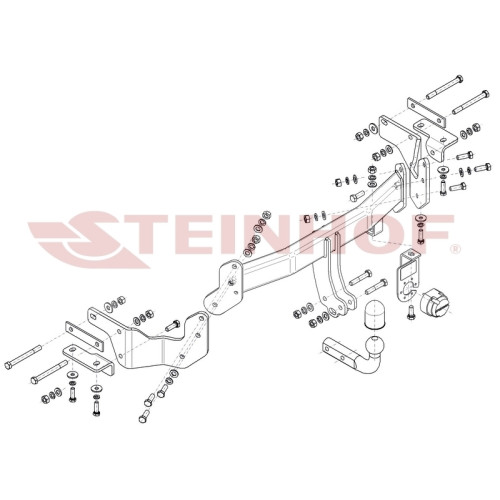 K-035 STEINHOF Фаркоп на Hyundai Santa Fe III (DM) 09/2012-2018, Kia Sorento II 11/2012-2020. Требуется подрезка бампера. Тип шара: A. Нагрузки: 2500/100 кг, масса фаркопа 18,9 кг (без электрики в комплекте)