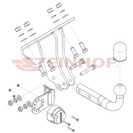 M-162 STEINHOF Фаркоп на Mercedes G-Class w461, w463 1989-2018, w464 2019- без снятия и подрезки бампера. Тип шара: A. Нагрузки: 3200/140 кг, масса фаркопа 11 кг (без электрики в