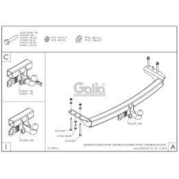 M057A GALIA Полностью оцинкованный фаркоп на Mitsubishi Pajero Sport 1998-2008, Mitsubishi Shogun 1998-2010, Mitsubishi Montero Sport 1998-2010. Тип шара: A. Установка без снятия и выреза бам