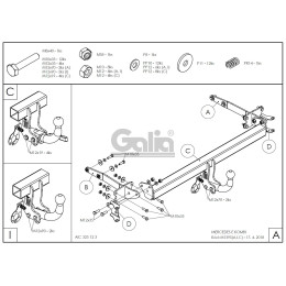 M139C GALIA Полностью оцинкованный фаркоп на Mercedes E-Class s211 универсал, в т.ч. 4WD 2002-2009. Подрозетник убирается за бампер. Тип шара: C (горизонтальный съ