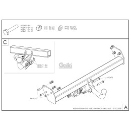 N027C GALIA Полностью оцинкованный фаркоп на Ford Maverick 1993-2000, Nissan Terrano 1993-2002. Тип шара: C (горизонтальный съемный). Установка без снятия и выреза бамп
