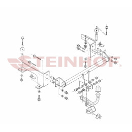 O-126 STEINHOF Фаркоп на Opel Combo Corsa 03/2002-2011. Требуется подрезка бампера. Тип шара: A. Нагрузки: 1200/75 кг, масса фаркопа 17,2 кг (без электрики в комплекте)