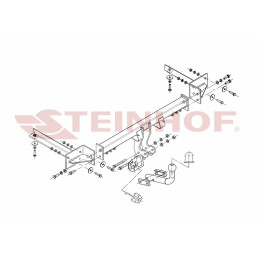O-128 STEINHOF Фаркоп на Opel Corsa D хетчбек 3/5 дверей, кроме flex-fix и OPC 10/2006-2014. Требуется подрезка бампера. Тип шара: A. Нагрузки: 1300/55 кг, масса фаркопа 16,6 
