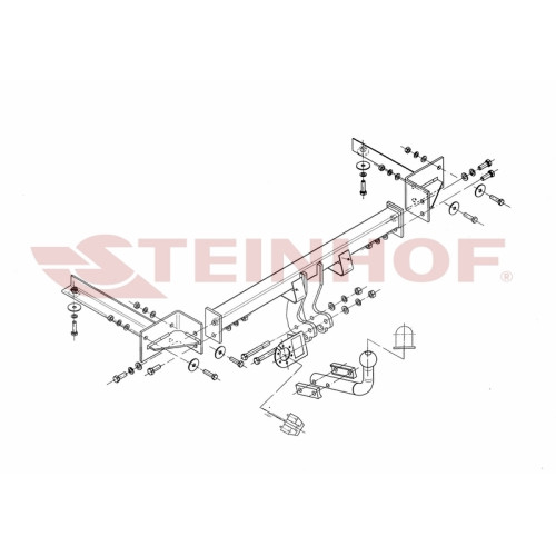 O-128 STEINHOF Фаркоп на Opel Corsa D хетчбек 3/5 дверей, кроме flex-fix и OPC 10/2006-2014. Требуется подрезка бампера. Тип шара: A. Нагрузки: 1300/55 кг, масса фаркопа 16,6 кг (без электрики в комплекте)
