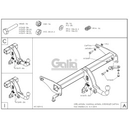 O065A GALIA Полностью оцинкованный фаркоп на Opel Antara 2006-2013, 2013-2017, Chevrolet Captiva 2006-2013, 2013-2018. Только для авто без запаски снизу. Подрозетник убирается з