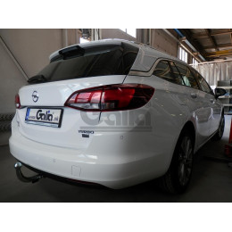 O068A GALIA Полностью оцинкованный фаркоп на Opel Astra K универсал 2016-2021. Подрозетник убирается за бампер. Тип шара: A. Установка без выреза бампера. Н