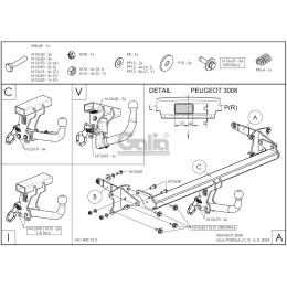 P050V GALIA Полностью оцинкованный фаркоп на Citroen C5 Aircross 2025-, Peugeot 3008 2024-, Peugeot 5008 2024-, Opel Grandland 2024-. Тип шара: AV (вертикальное быстросъемное крепление 