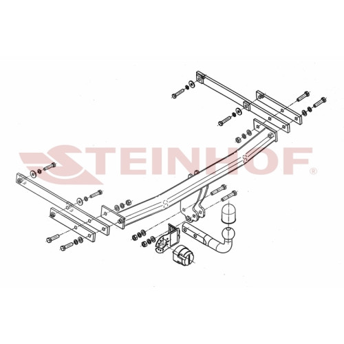 R-045 STEINHOF Фаркоп на Renault Latitude 2010-2015 без подрезки бампера. Тип шара: A. Нагрузки: 1700/80 кг, масса фаркопа 16,8 кг (без электрики в комплекте)