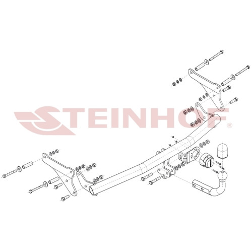 R-049 STEINHOF Фаркоп на Renault Modus 2004-2008. Требуется подрезка бампера. Тип шара: A. Нагрузки: 950/75 кг, масса фаркопа 13,85 кг (без электрики в комплекте)