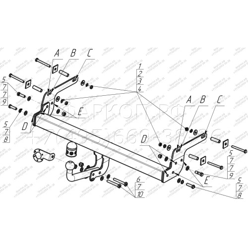 R101As АвтоСтандарт Фаркоп с оцинкованным шаром на Renault Duster 2012-2015, 2015-2021, 2021-2022, Nissan Terrano 2014-2022. Требуется подрезка бампера. Тип шара: A. Нагрузки: 1250/75 кг, масса фаркопа 13,7 кг (без электрики в комплекте)