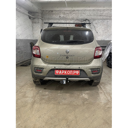 R114-A Лидер-плюс ТСУ для Renault Logan I седан 2005-2014, Logan II седан 2014-2022 (без выреза бампера), Renault Sandero 2014-2022, Renault Sandero Stepway 2014-2022 (требуется вырез в бампере). Нагрузки: 1200/75 кг, масса фаркопа 13,22 кг (без электрики