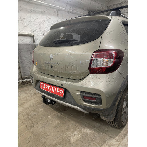 R114-A Лидер-плюс ТСУ для Renault Logan I седан 2005-2014, Logan II седан 2014-2022 (без выреза бампера), Renault Sandero 2014-2022, Renault Sandero Stepway 2014-2022 (требуется вырез в бампере). Нагрузки: 1200/75 кг, масса фаркопа 13,22 кг (без электрики