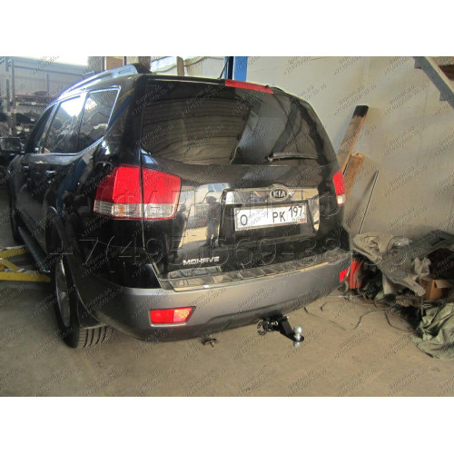 FA 0985-E Бизон Фаркоп на Kia Mohave 2009-2018. Требуется подрезка бампера. Тип шара: E (легкосъемный шар под квадрат). Нагрузки: 2800/120 кг. Не комплектуется электрикой