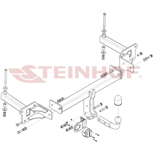S-422 STEINHOF Фаркоп на Subaru Tribeca 2006-2014 без подрезки бампера. Тип шара: A. Нагрузки: 2000/100 кг, масса фаркопа 20,6 кг (без электрики в комплекте)