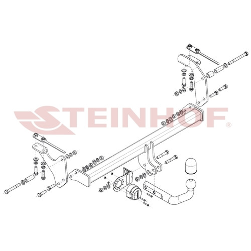 S-428 STEINHOF Фаркоп на Suzuki Jimny (A6G) 07/2018- без подрезки бампера. Тип шара: A. Нагрузки: 1500/90 кг, масса фаркопа 15,95 кг (без электрики в комплекте)