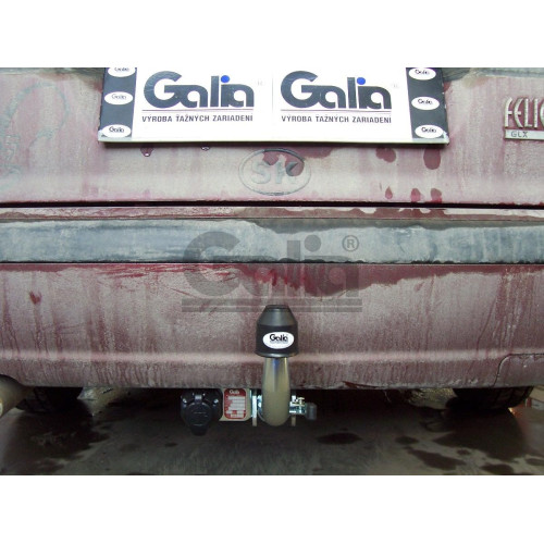 S083C GALIA Полностью оцинкованный фаркоп на Skoda Felicia универсал/фургон 1996-2002. Тип шара: C (горизонтальный съемный). Установка без снятия и выреза бампера. Нагрузки: 1000/50 кг, масса фаркопа 10,77 кг