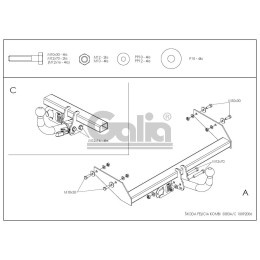 S083C GALIA Полностью оцинкованный фаркоп на Skoda Felicia универсал/фургон 1996-2002. Тип шара: C (горизонтальный съемный). Установка без снятия и выреза б