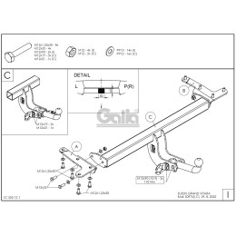 S097C GALIA Полностью оцинкованный фаркоп на Suzuki Grand Vitara 5 дверей 2005-2016. Тип шара: C (горизонтальный съемный). Невидимый вырез бампера. Нагрузки: 2000/