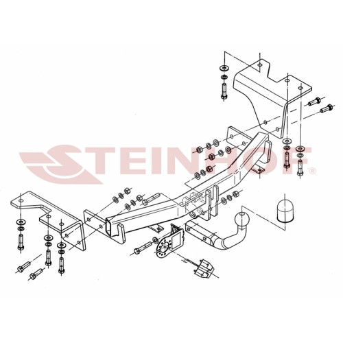 T-210 STEINHOF Фаркоп на Toyota Verso 2009-2013, 2013-2018 без подрезки бампера. Тип шара: A. Нагрузки: 1500/60 кг, масса фаркопа 19,7 кг (без электрики в комплекте)