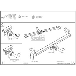 T042A GALIA Полностью оцинкованный фаркоп на Toyota RAV4 2000-2006, Chery Tiggo 2006-2014, Vortex Tingo 2010-2013. Тип шара: A. Установка без снятия и выреза бампера. Нагрузки: 18
