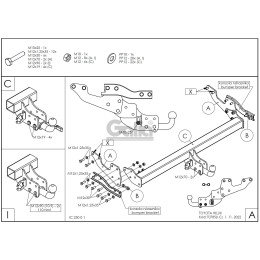 T078C GALIA Полностью оцинкованный фаркоп на Toyota Hilux 2015-, JAC T6 2021-, JAC T8 2018-, JAC Т8 Pro 2023-, Sollers ST6 2023-, Sollers ST8 2025-. Тип шара: C (горизонтальный съемный). Устан