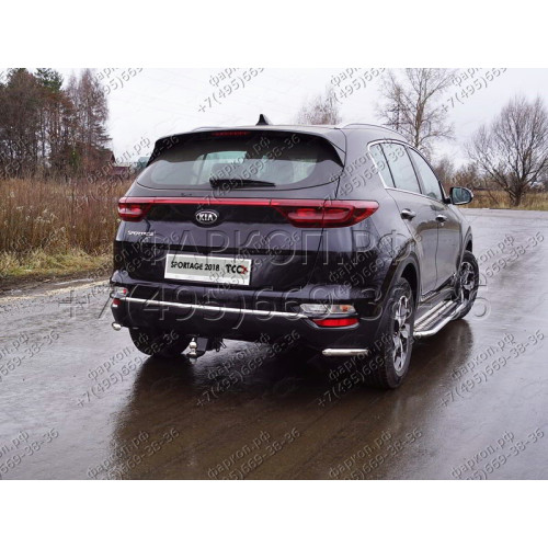 TCU00132 ТСС Фаркоп на Kia Sportage 2018-2022. Невидимая подрезка бампера. Тип шара: E (шаровый узел под американский квадрат). Нагрузки: 1600/100 кг