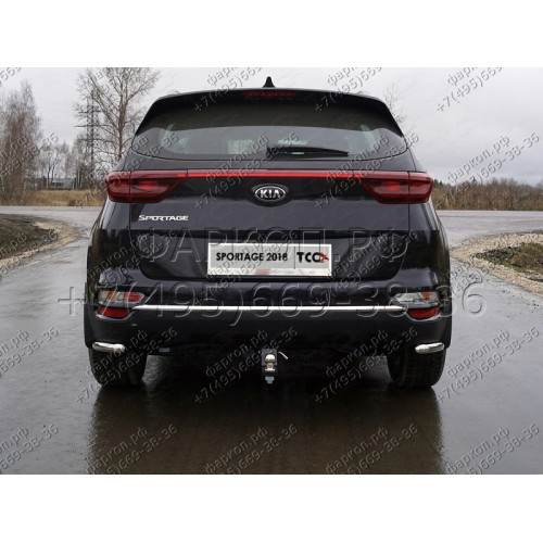TCU00132 ТСС Фаркоп на Kia Sportage 2018-2022. Невидимая подрезка бампера. Тип шара: E (шаровый узел под американский квадрат). Нагрузки: 1600/100 кг