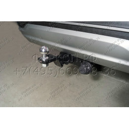 TCU00177 ТСС Фаркоп на Hyundai Santa Fe 2021-2023. Требуется подрезка бампера. Тип шара: E (шаровый узел под американский квадрат). Нагрузки: 1500/80 кг