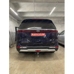 TCU00181 ТСС Фаркоп на Kia Carnival 2021-. Требуется подрезка бампера. Тип шара: E (шаровый узел под американский квадрат). Нагрузки: 1500/100 кг