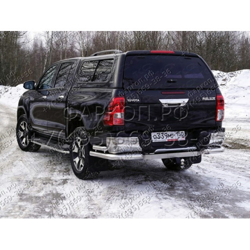 TCU00023 ТСС Фаркоп на Toyota Hilux 2015-, в т.ч. Exclusive 2018-, в т.ч. Black Onyx 2020- без подрезки бампера. Тип шара: E (шаровый узел под американский квадрат). Нагрузки: 2500/100 кг