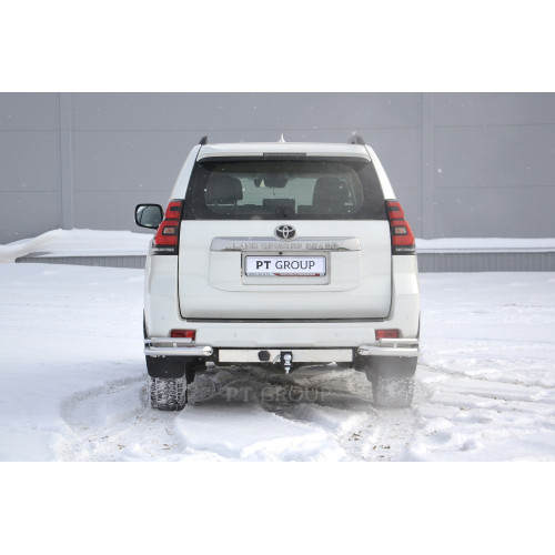 TPR-09-991124.00 PT GROUP Фаркоп с нержавеющей накладкой на Toyota Land Cruiser Prado J120 2003-2009, J150 2009-2023, Lexus GX 470 2003-2009, GX 460 2009-2023 без подрезки бампера. Тип шара: E (легкосъемный шар под квадрат). Нагрузки: 3500/130 кг, масса ф