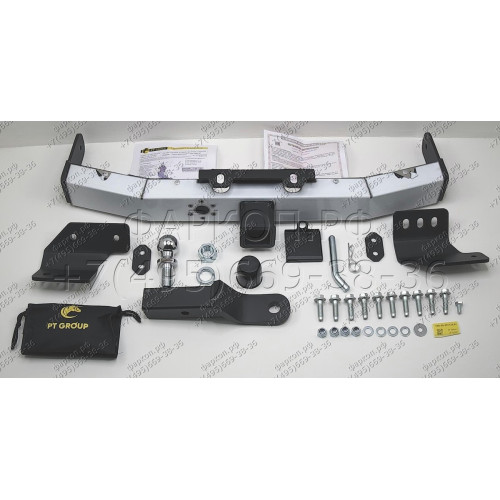 TPR-09-991124.00 PT GROUP Фаркоп с нержавеющей накладкой на Toyota Land Cruiser Prado J120 2003-2009, J150 2009-2023, Lexus GX 470 2003-2009, GX 460 2009-2023 без подрезки бампера. Тип шара: E (легкосъемный шар под квадрат). Нагрузки: 3500/130 кг, масса ф