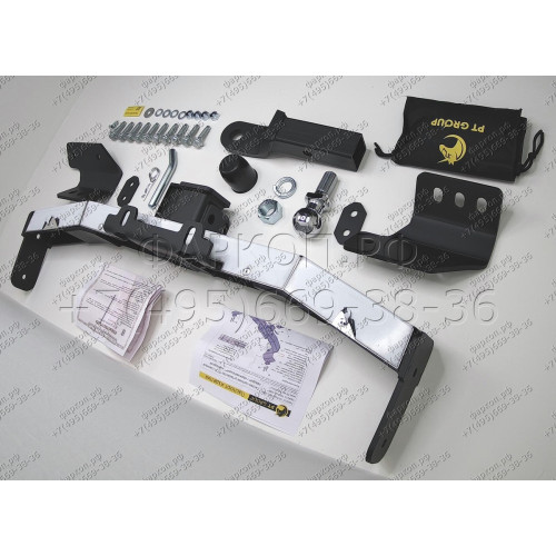 TPR-09-991124.00 PT GROUP Фаркоп с нержавеющей накладкой на Toyota Land Cruiser Prado J120 2003-2009, J150 2009-2023, Lexus GX 470 2003-2009, GX 460 2009-2023 без подрезки бампера. Тип шара: E (легкосъемный шар под квадрат). Нагрузки: 3500/130 кг, масса ф