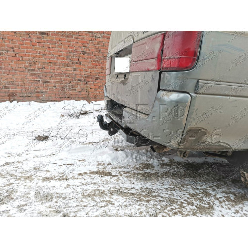 H.T54.A HALTY Фаркоп на Toyota Hiace H100 правый руль 1989-2004 (только авто со штатными местами) без подрезки бампера. Тип шара: A. Нагрузки: 750/75 кг, масса фаркопа 13,7 кг