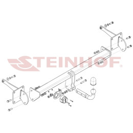 V-078 STEINHOF Фаркоп на Volkswagen Caddy 2020-, Ford Tourneo Connect 2022- без подрезки бампера. Тип шара: A. Нагрузки: 1600/85 кг, масса фаркопа 21,1 кг (без электрики в компле
