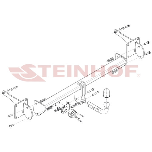 V-078 STEINHOF Фаркоп на Volkswagen Caddy 2020-, Ford Tourneo Connect 2022- без подрезки бампера. Тип шара: A. Нагрузки: 1600/85 кг, масса фаркопа 21,1 кг (без электрики в комплекте)
