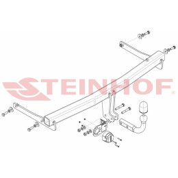V-096 STEINHOF Фаркоп на Volkswagen Passat CC 2008-2012. Требуется подрезка бампера. Тип шара: A. Нагрузки: 2200/90 кг, масса фаркопа 17,7 кг (без электрики в комплекте)