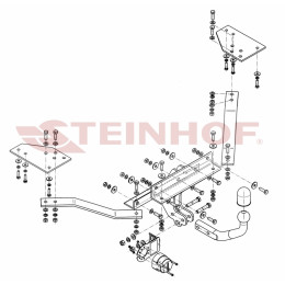 V-282 STEINHOF Фаркоп на Volvo S40 седан 2004-2012, Volvo V50 универсал 2004-2012 без подрезки бампера. Тип шара: A. Нагрузки: 1600/75 кг, масса фаркопа 15,9 кг (без электри