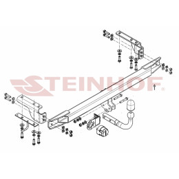 V-288 STEINHOF Фаркоп на Volvo XC70 2000-2007. Требуется подрезка бампера. Тип шара: A. Нагрузки: 2000/80 кг, масса фаркопа 20,6 кг (без электрики в комплекте)