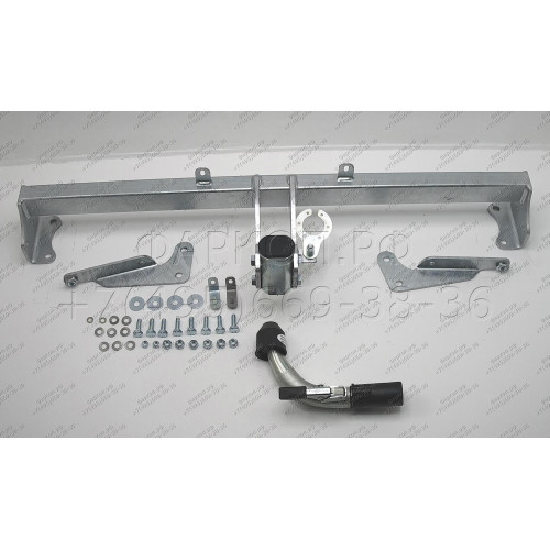 V067C GALIA Полностью оцинкованный фаркоп на Volkswagen Caddy 2004-2020, включая Maxi, включая 4WD. Подрозетник убирается за бампер. Тип шара: C (горизонтальный съемный). Установка без выреза бампера. Нагрузки: 1650/80 кг, масса фаркопа 16,37 кг