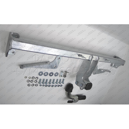 V067C GALIA Полностью оцинкованный фаркоп на Volkswagen Caddy 2004-2020, включая Maxi, включая 4WD. Подрозетник убирается за бампер. Тип шара: C (горизонтальный съемный). Установка без выреза бампера. Нагрузки: 1650/80 кг, масса фаркопа 16,37 кг
