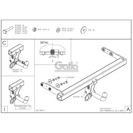 V084A GALIA Полностью оцинкованный фаркоп на Volvo XC70 2007-2016. Тип шара: A. Невидимый вырез бампера. Нагрузки: 2100/90 кг, масса фаркопа 18,22 кг