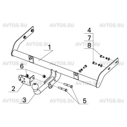 DO 03 AVTOS Фаркоп на Datsun on-DO 2014-2020 без подрезки бампера. Тип шара: A. Нагрузки: 1000/75 кг, масса фаркопа 9 кг (без электрики в комплекте)