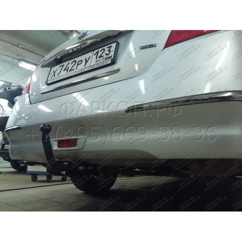 N117-A Лидер-плюс ТСУ для Nissan Teana J32 2008-2014 без выреза бампера. Нагрузки: 1100/75 кг, масса фаркопа 16,72 кг (без электрики в комплекте)