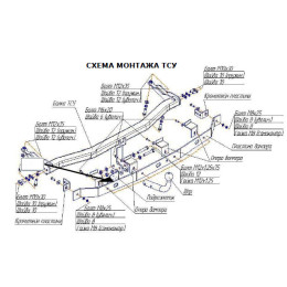 2150-A ORIS Фаркоп на Volkswagen Caddy, вкл. Maxi 2004-2020. Необходима подрезка бампера. Тип шара: A. Нагрузки: 1200/50 кг, масса фаркопа 18,6 кг (без электрики в компл