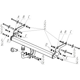 91710-A MOTODOR Фаркоп с оцинкованным шаром на Renault Duster 2012-2015, 2015-2021, 2021-2022, Nissan Terrano 2014-2022. Требуется подрезка бампера для переднеприводных автомоби